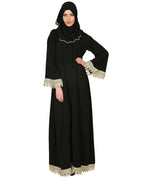 Classic Black Abaya With Gold Trimmings Black