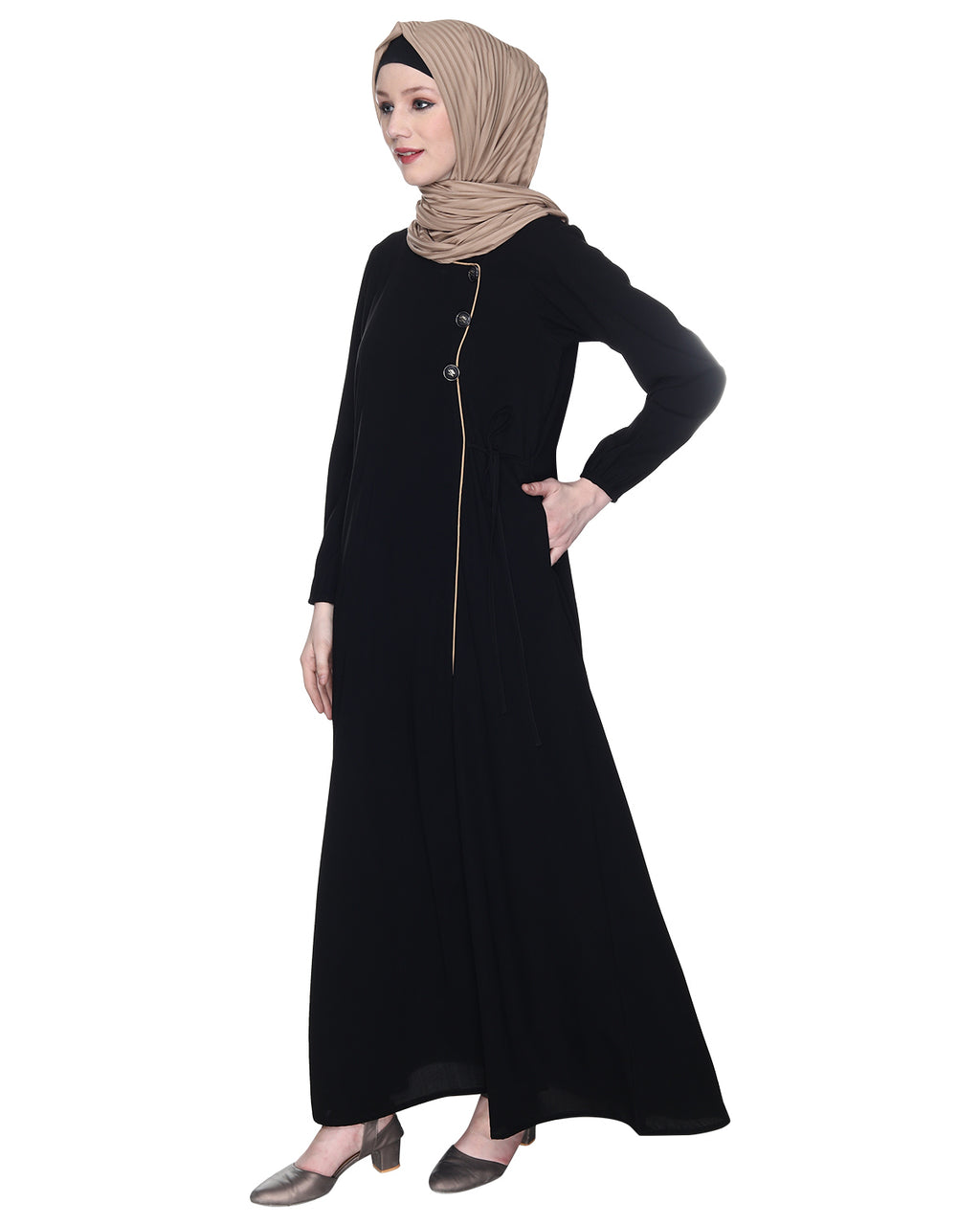 Angrakha Style Black Abaya Black