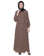 Angrakha Style Black Abaya Brown