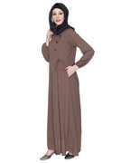 Angrakha Style Black Abaya Brown