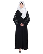 Enchanting Abaya With Sparkling Hand-Embroidered Sleeves Black