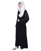 Enchanting Abaya With Sparkling Hand-Embroidered Sleeves Black