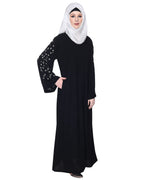 Enchanting Abaya With Sparkling Hand-Embroidered Sleeves Black