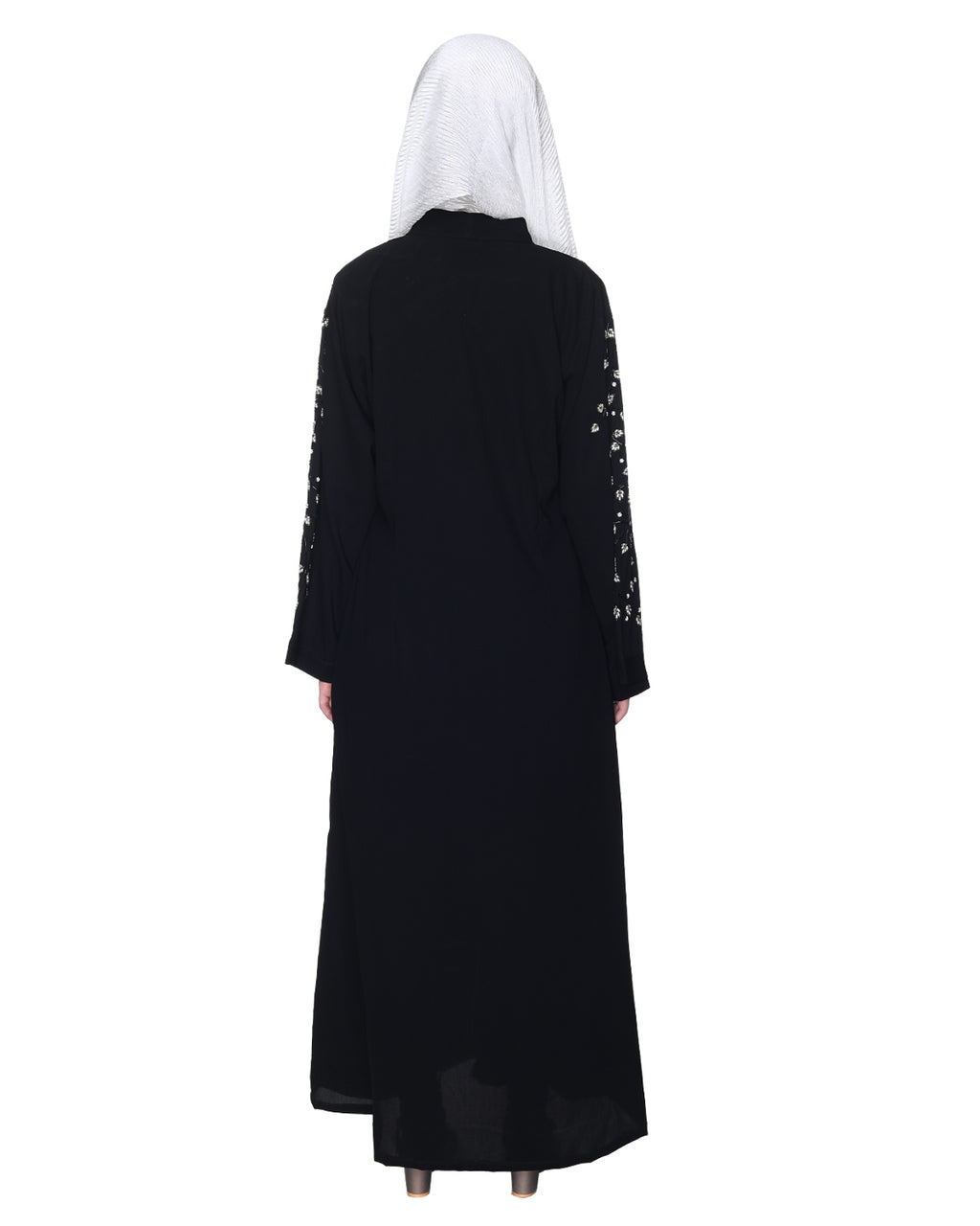 Enchanting Abaya With Sparkling Hand-Embroidered Sleeves Black