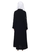 Enchanting Abaya With Sparkling Hand-Embroidered Sleeves Black