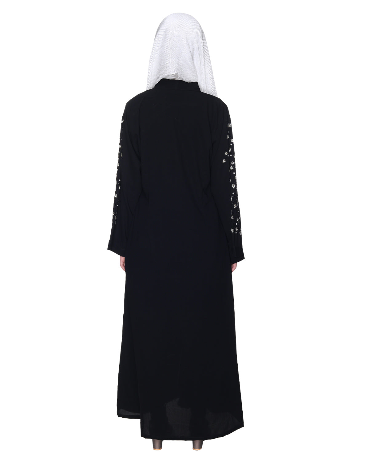 Enchanting Abaya With Sparkling Hand-Embroidered Sleeves Black