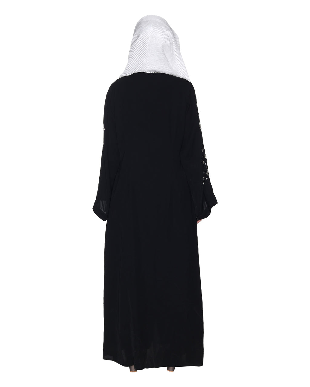 Enchanting Abaya With Sparkling Hand-Embroidered Sleeves Black