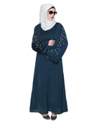 Enchanting Abaya With Sparkling Hand-Embroidered Sleeves Bottle Green