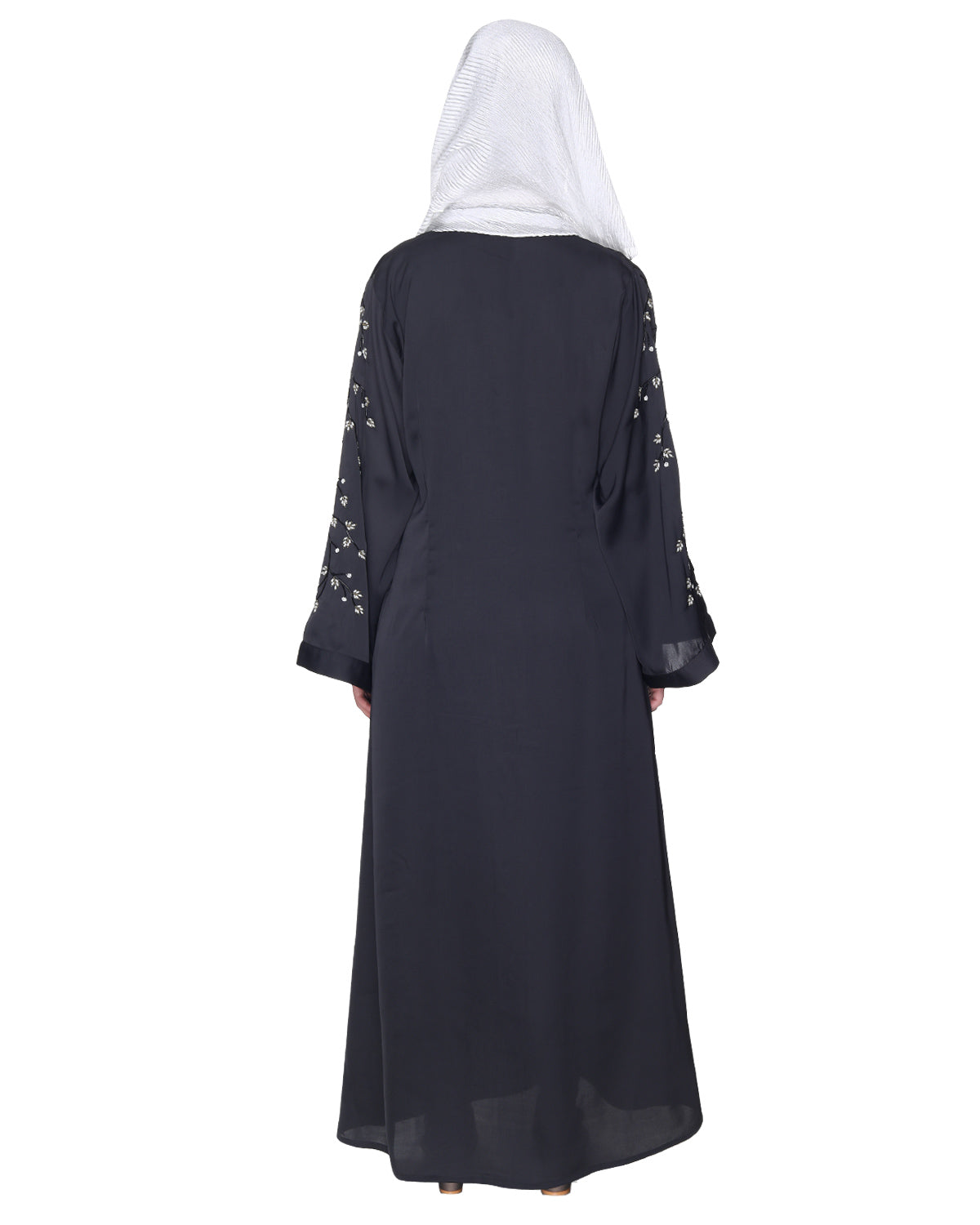 Enchanting Abaya With Sparkling Hand-Embroidered Sleeves Dark Green