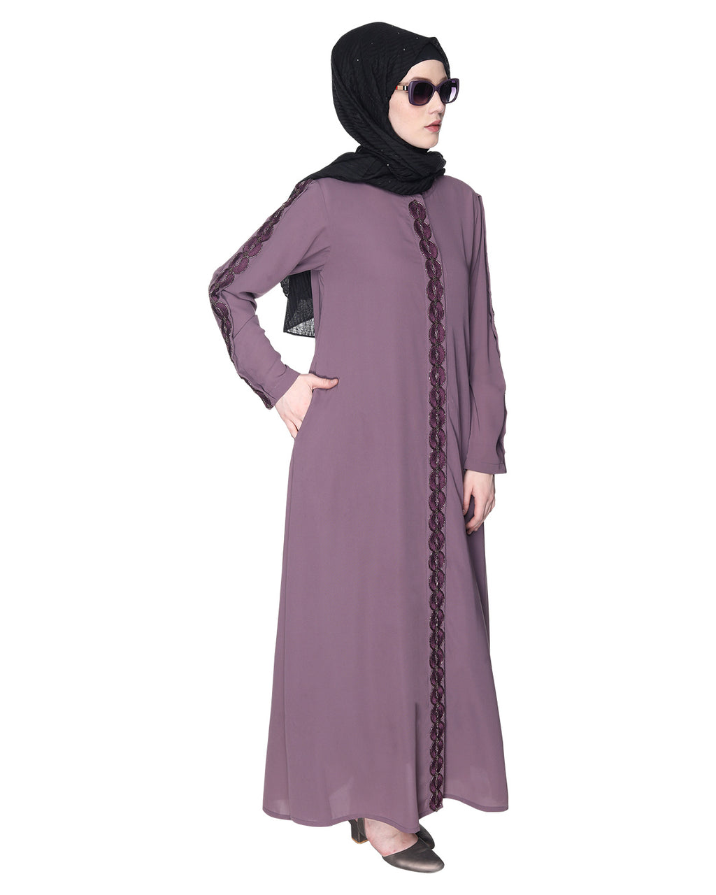 Glittering Loops Abaya Purple
