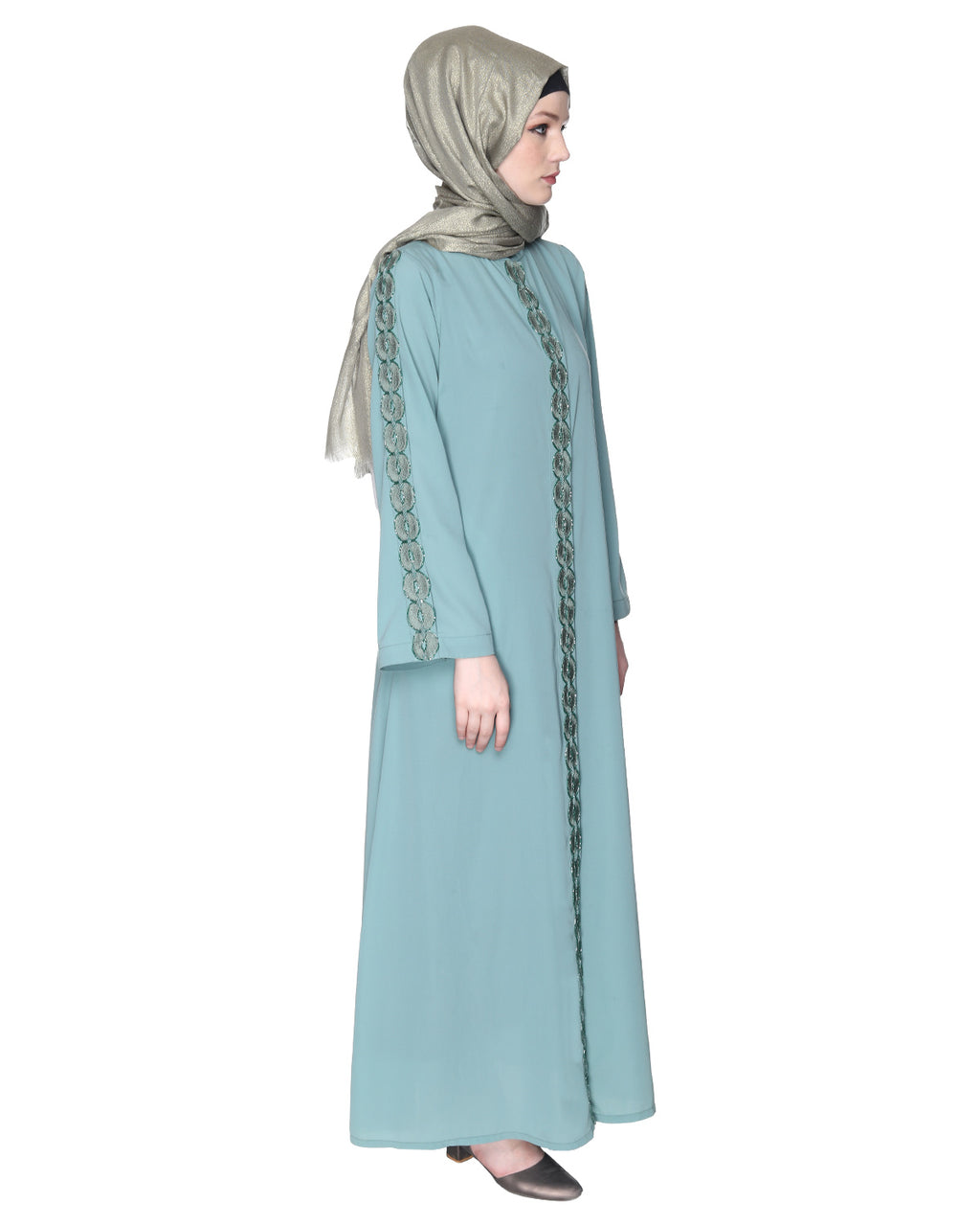 Glittering Loops Abaya Sage Green