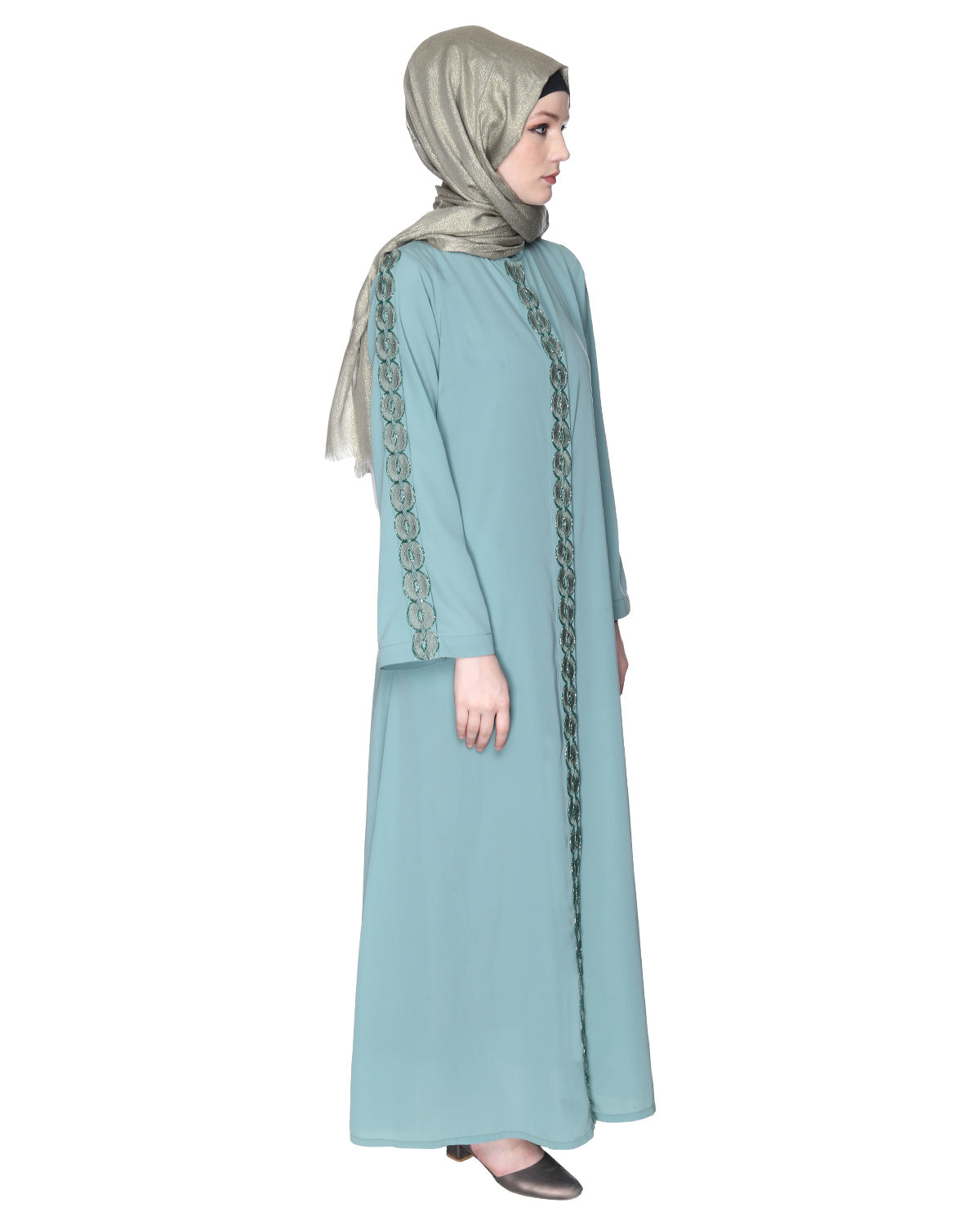 Glittering Loops Abaya Sage Green