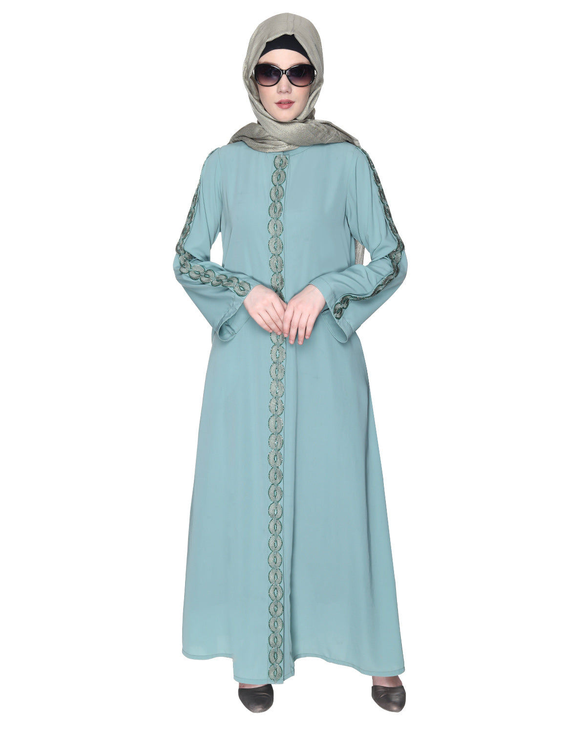 Glittering Loops Abaya Sage Green