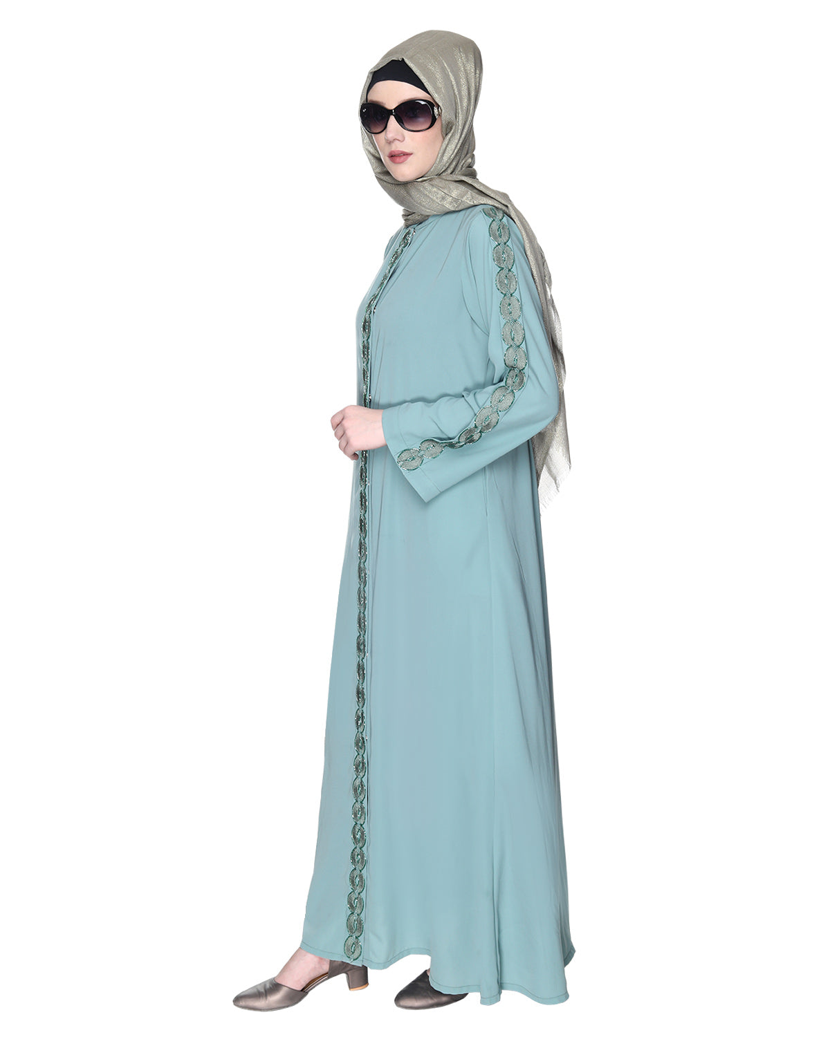 Glittering Loops Abaya Sage Green