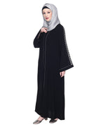 Formal Abaya With Gleaming Embroidered Sleeves Black