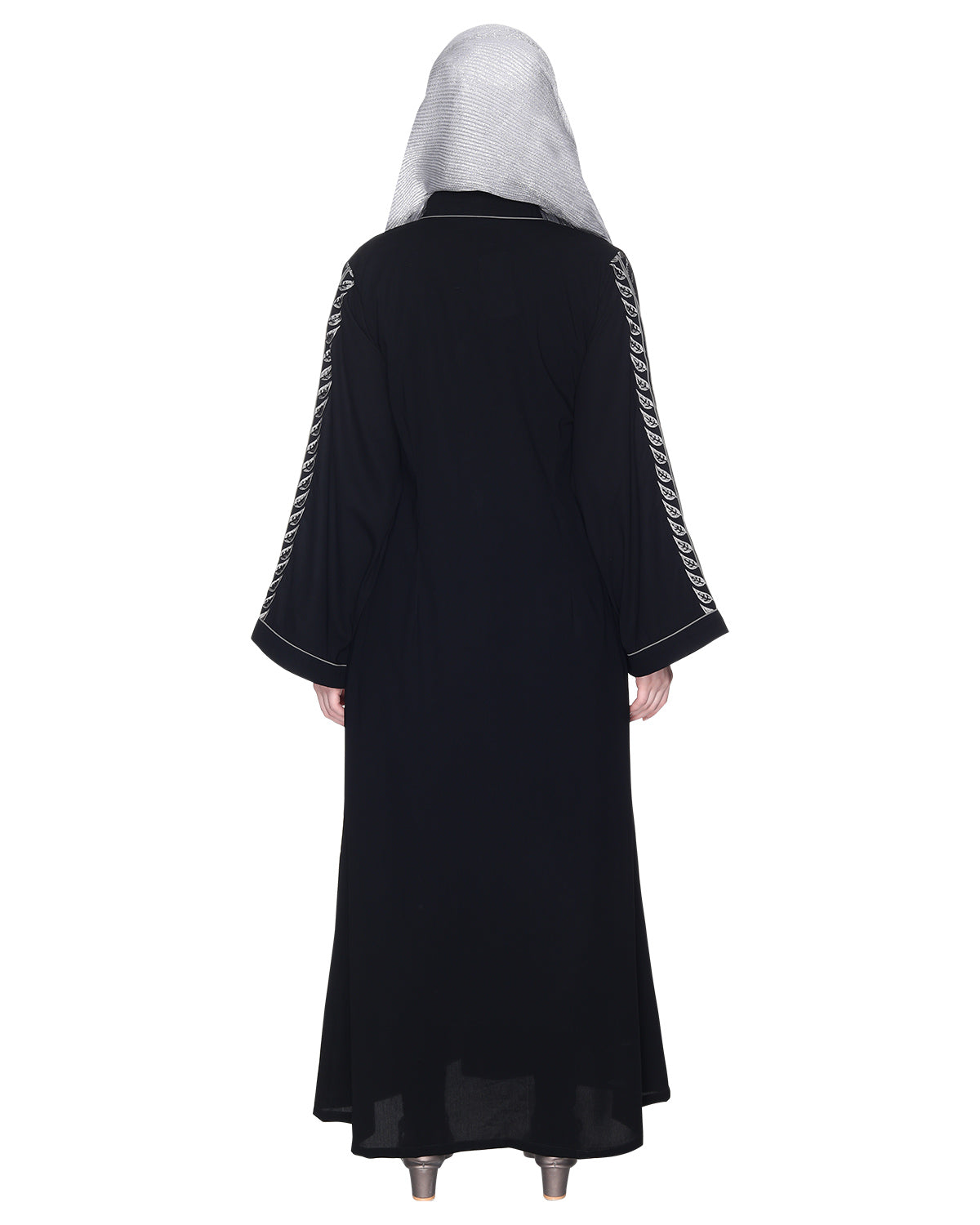 Formal Abaya With Gleaming Embroidered Sleeves Black