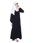 Chic Spiral Abaya With Frills Black