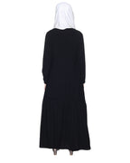 Chic Spiral Abaya With Frills Black