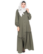 Chic Spiral Abaya With Frills Dead Mint
