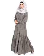 Chic Spiral Abaya With Frills Grey