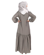 Chic Spiral Abaya With Frills Grey