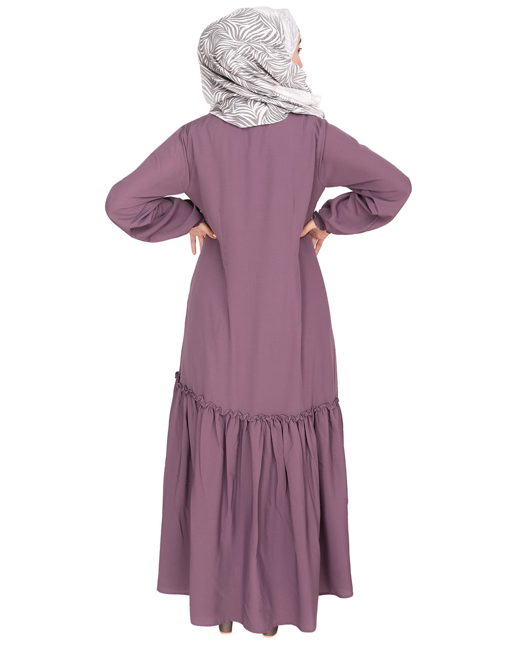 Chic Spiral Abaya With Frills Light Purple