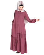 Chic Spiral Abaya With Frills Onion Pink