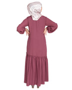Chic Spiral Abaya With Frills Onion Pink