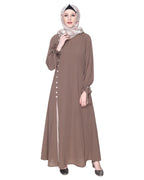 Sleek Looking Slit Style Abaya Light Brown