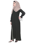 Sleek Looking Slit Style Abaya Olive Dead Mint