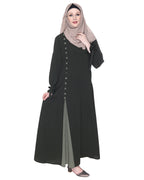 Sleek Looking Slit Style Abaya Olive Dead Mint