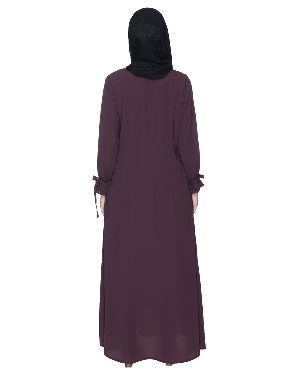 Sleek Looking Slit Style Abaya Purple Light Pink