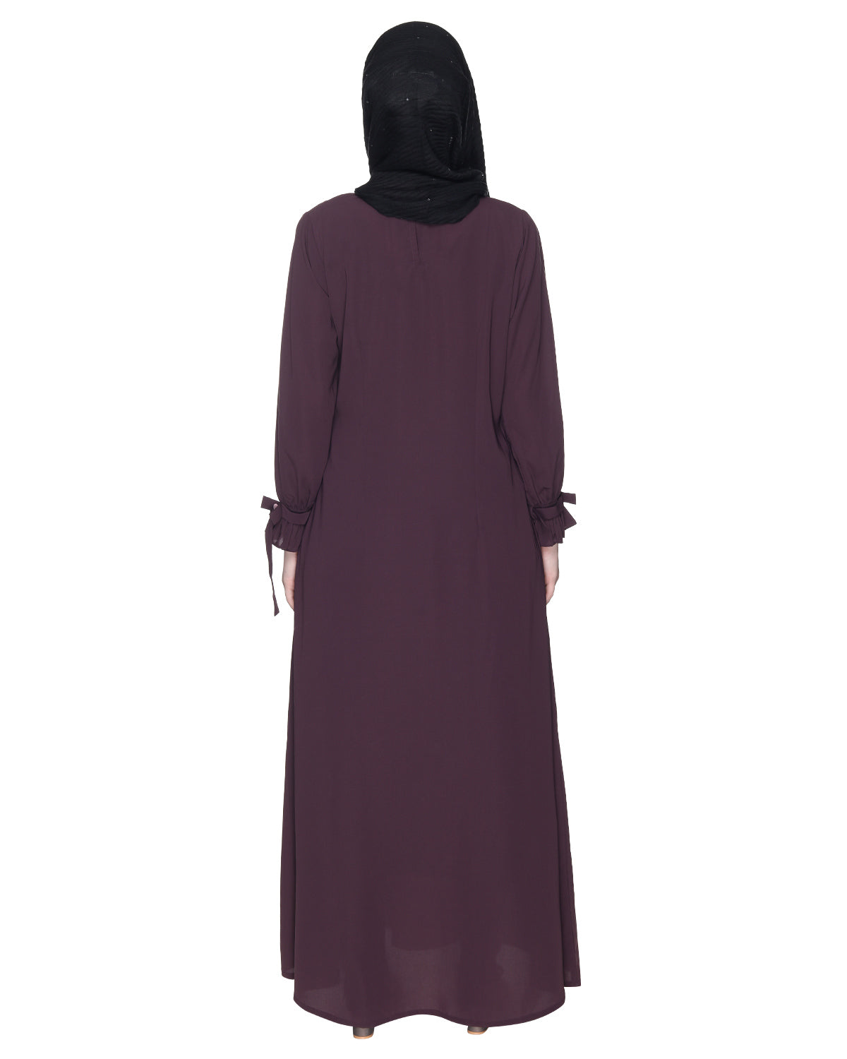 Sleek Looking Slit Style Abaya Purple Light Pink