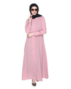 Refined Button Down Abaya With Frill Cuffs Pink