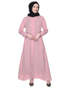 Refined Button Down Abaya With Frill Cuffs Pink