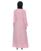 Refined Button Down Abaya With Frill Cuffs Pink