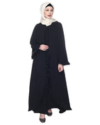 Dapper Deep Jacket Syle Frill Abaya Black