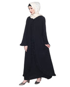 Dapper Deep Jacket Syle Frill Abaya Black