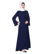 Dapper Deep Jacket Syle Frill Abaya Blue
