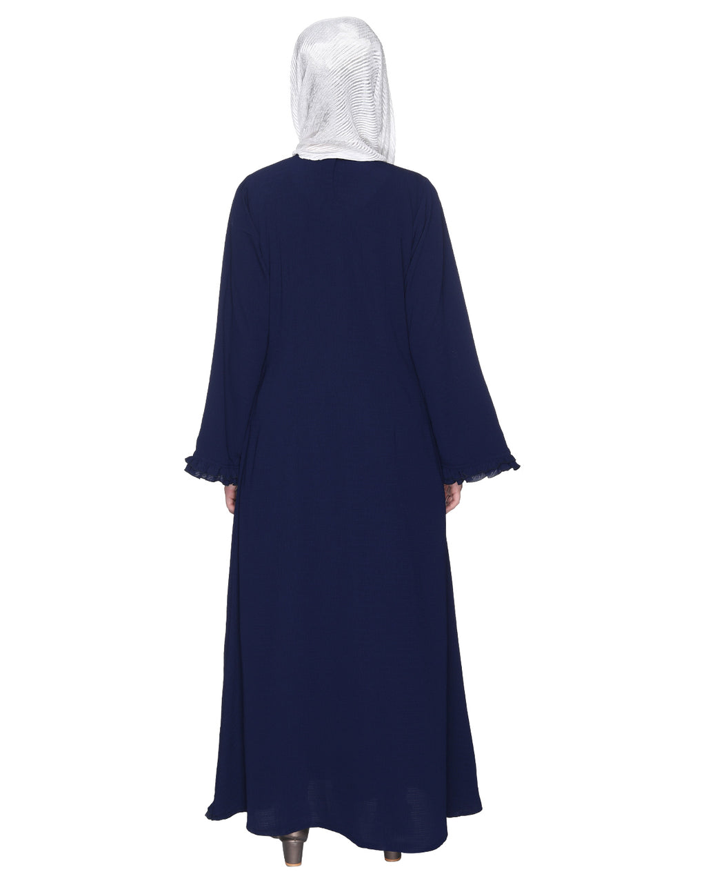 Dapper Deep Jacket Syle Frill Abaya Blue