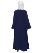Dapper Deep Jacket Syle Frill Abaya Blue