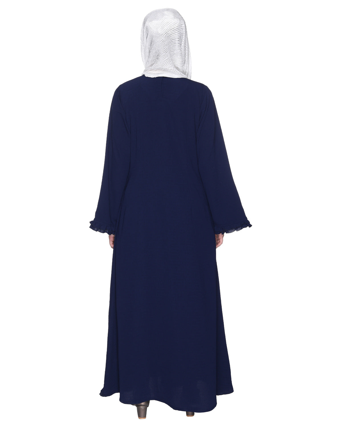 Dapper Deep Jacket Syle Frill Abaya Blue