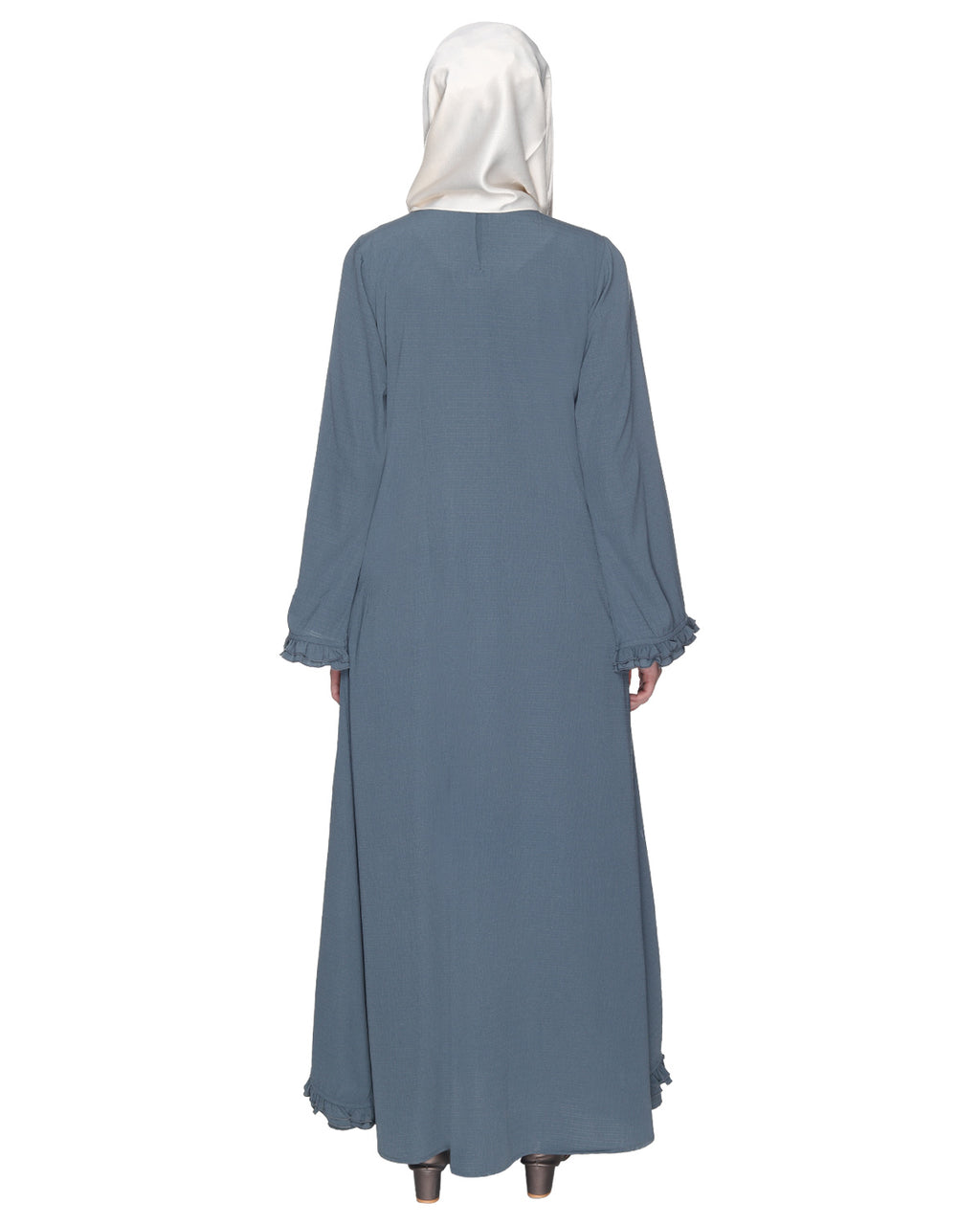 Dapper Deep Jacket Syle Frill Abaya Grey