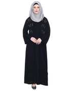 Spell-Binding Four Line Hand Embroidered Abaya Black XS