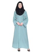 Spell-Binding Four Line Hand Embroidered Abaya Sage Green XS