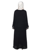 Front Closed Abaya With Angular Embroidery Design Black