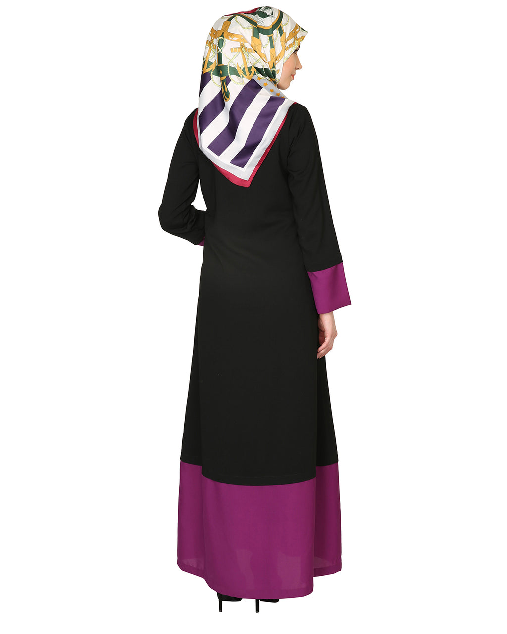 Black And Purple Abaya Black