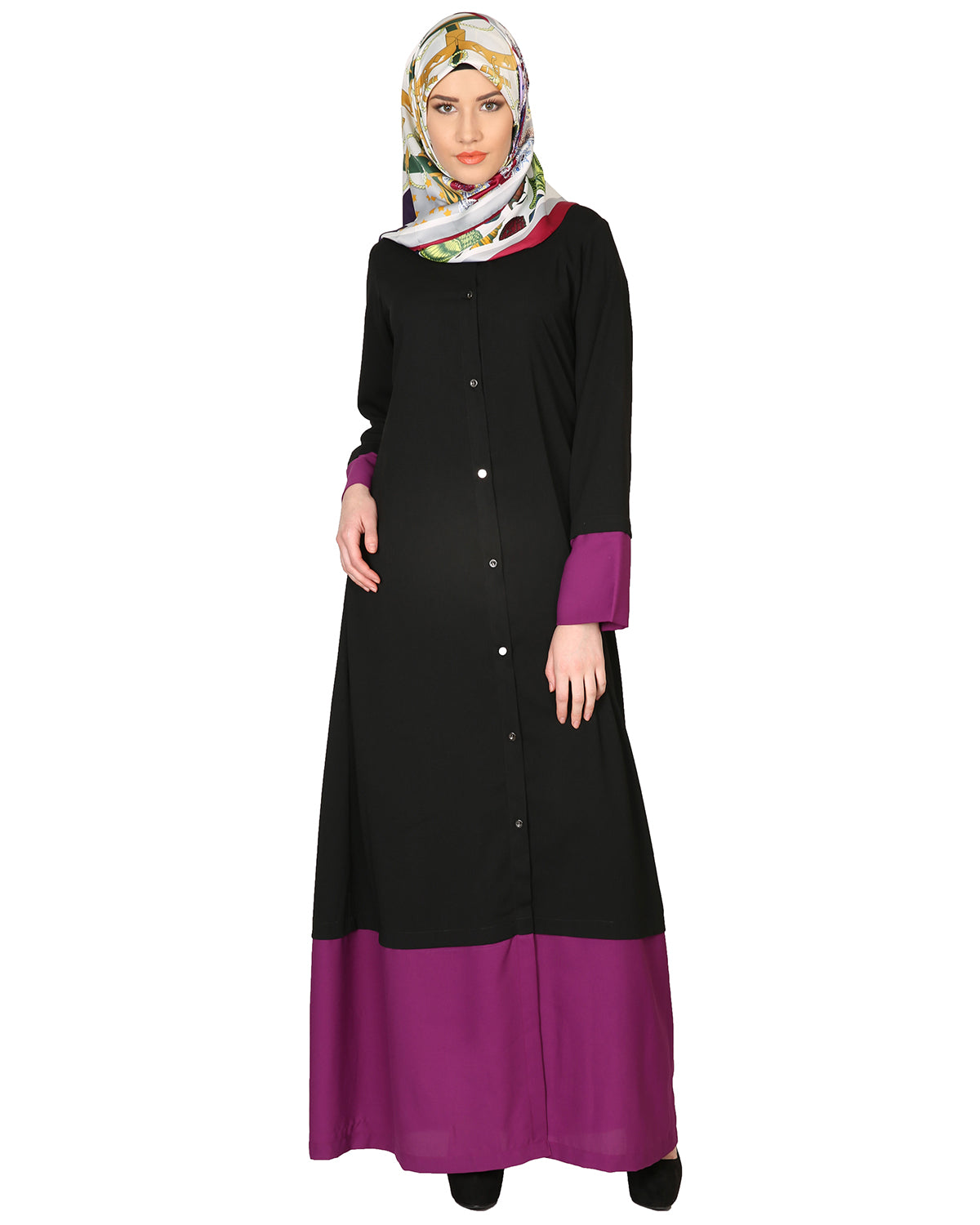 Black And Purple Abaya Black