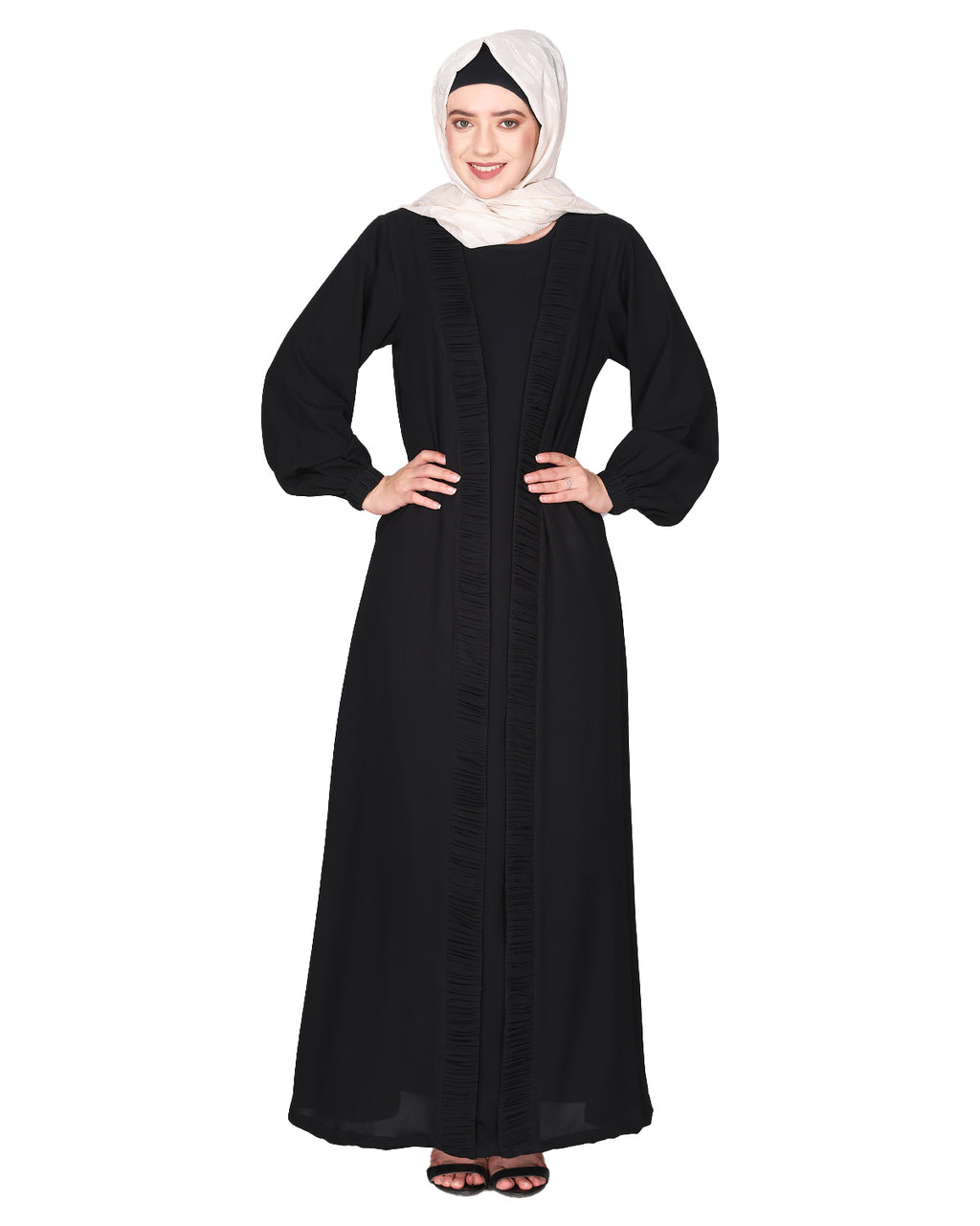 Casual Black Gown style Abaya Black