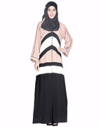 Black,White And Beige Abaya Black